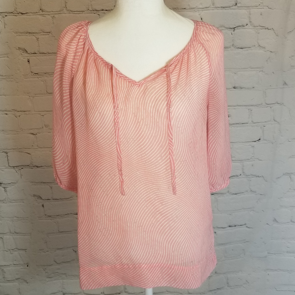 Banana Republic Sheer Peach White Stripe
